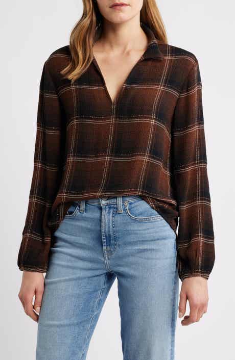 Cloth & Stone Plaid Popover Top