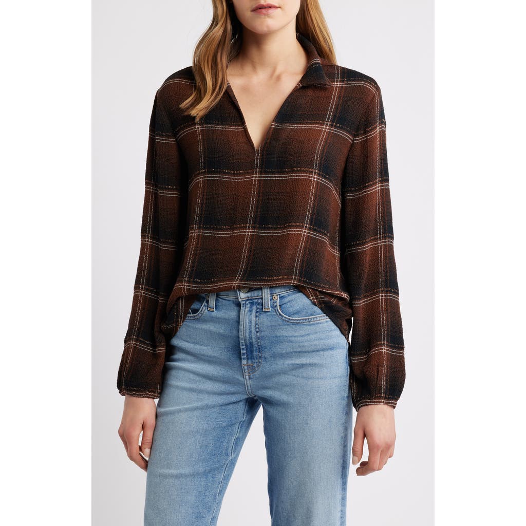 Cloth & Stone Plaid Popover Top In Multi