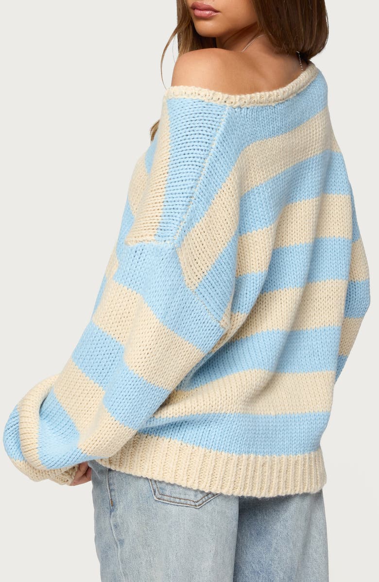 EDIKTED Tracie Oversize Stripe Sweater, Alternate, color, Light-Blue