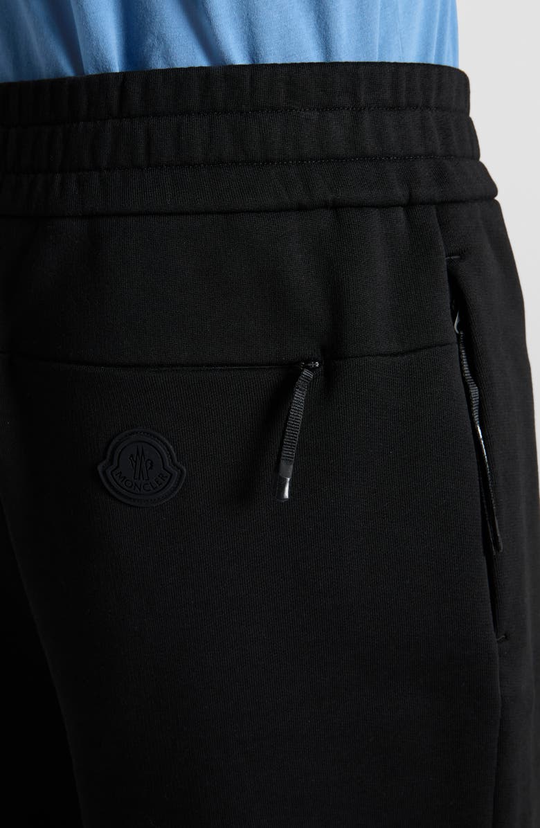 Moncler Cotton Fleece Sweat Shorts, Alternate, color, Black