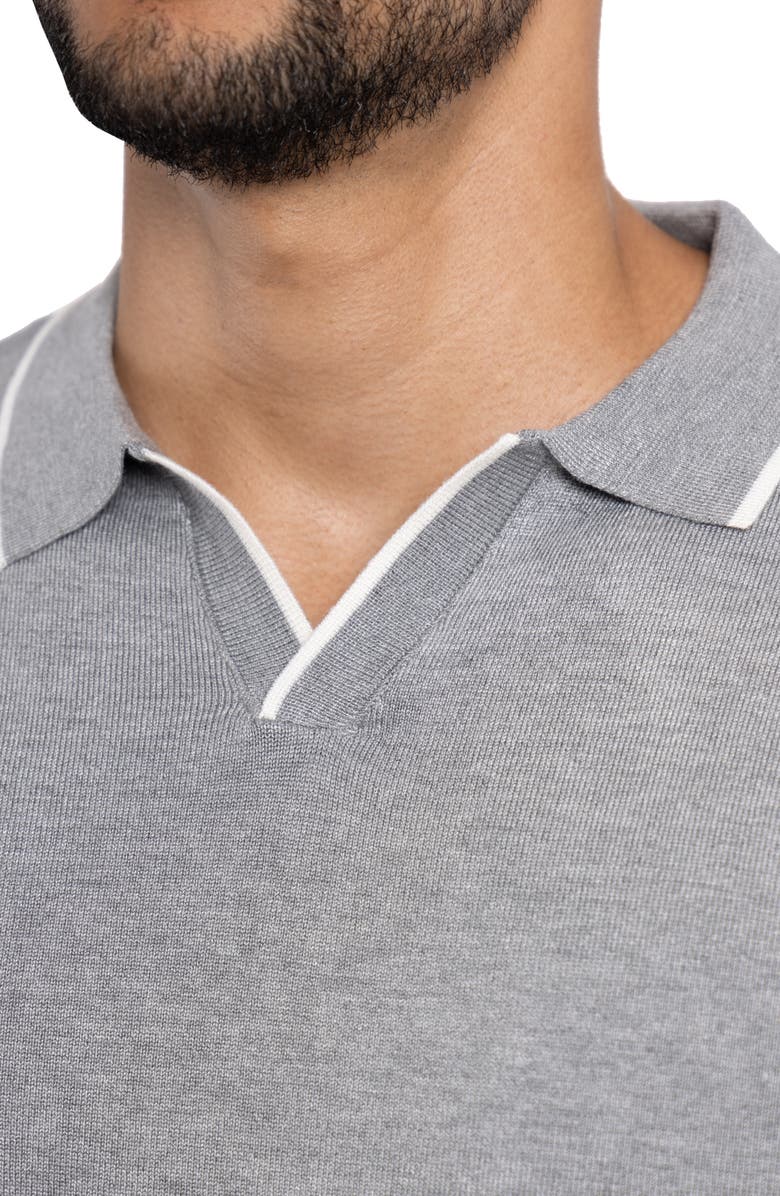 XRAY V-Neck Polo Sweater, Alternate, color, Heather Grey