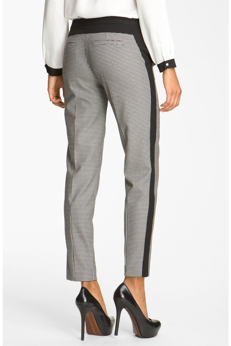 Colorblock Houndstooth Ankle Pants, Alternate, color, RICH BLACK