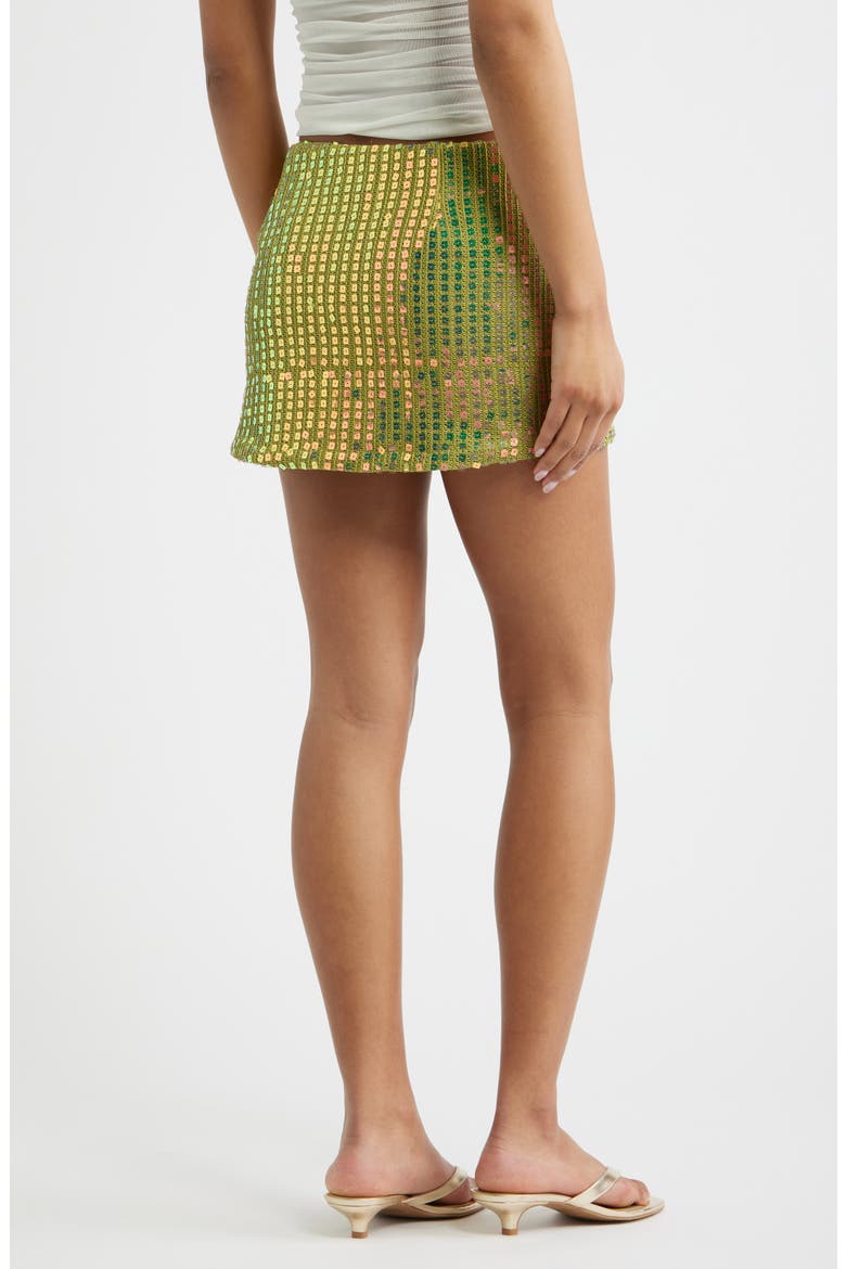 Zelaia Sequin Knit Miniskirt, Alternate, color, GREEN