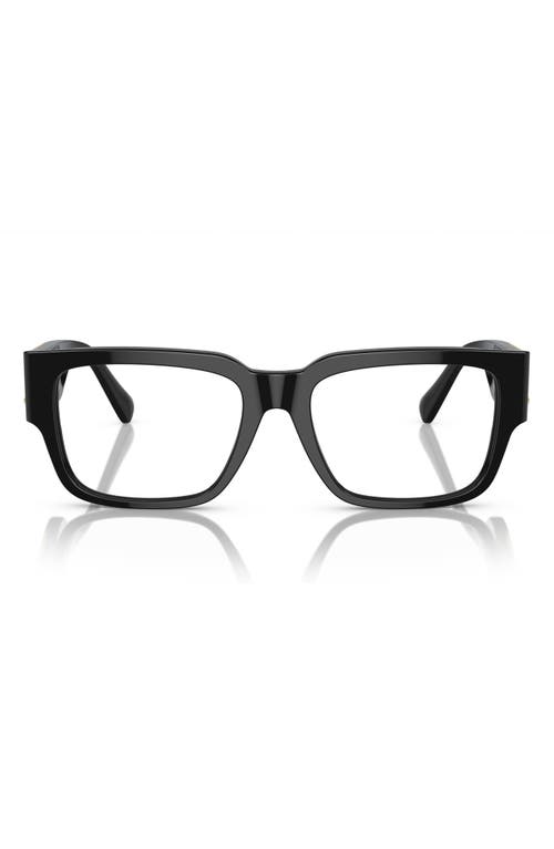 Versace 55mm Square Optical Glasses In Shiny Black