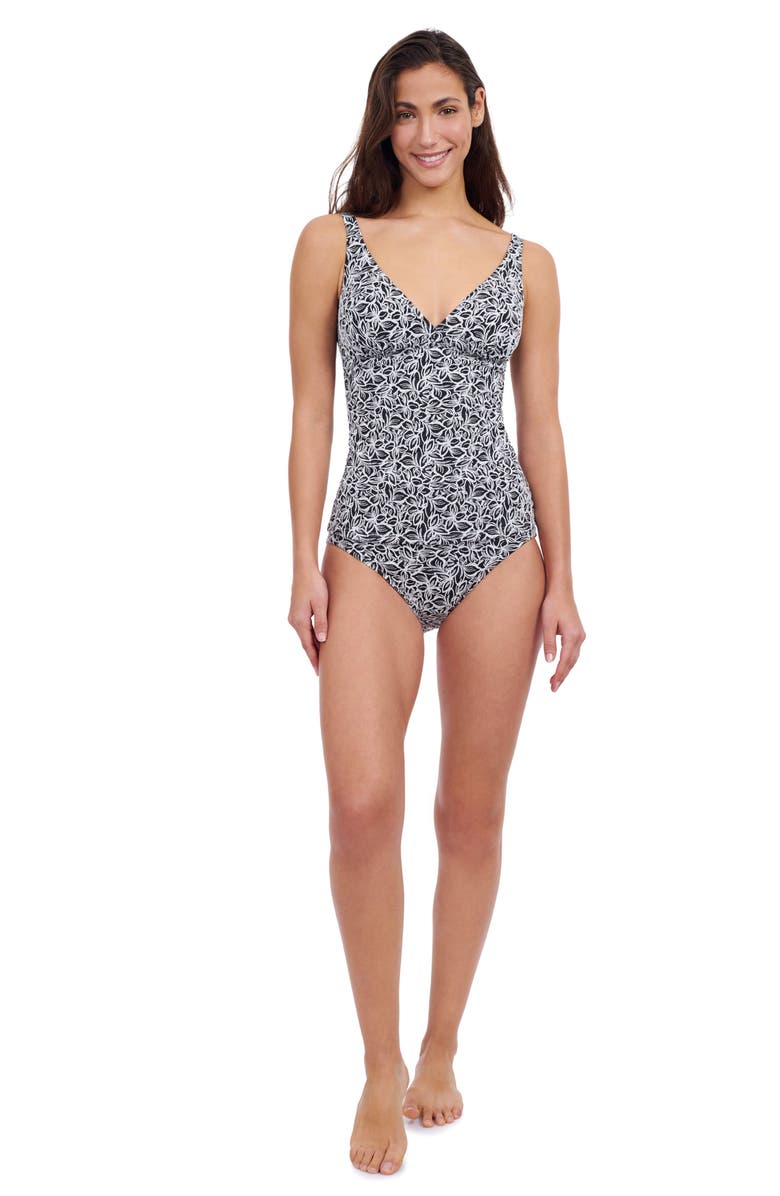 Profile by Gottex Plumeria D Cup V Neck Tankini, Alternate, color, Black & White