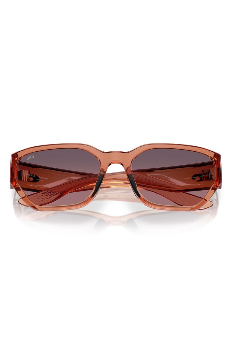 Costa Del Mar Clemente 58mm Polarized Rectangular Sunglasses, Alternate, color, Pink Sands/ Rose Gradient 580G