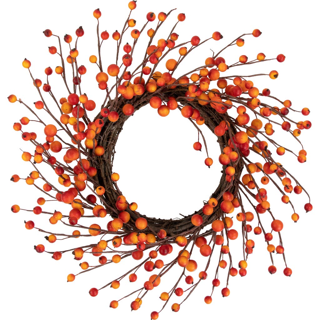 Northlight Orange Berries And Twig Artificial Fall Harvest Wreath 14- Inch, Unlit In Multi