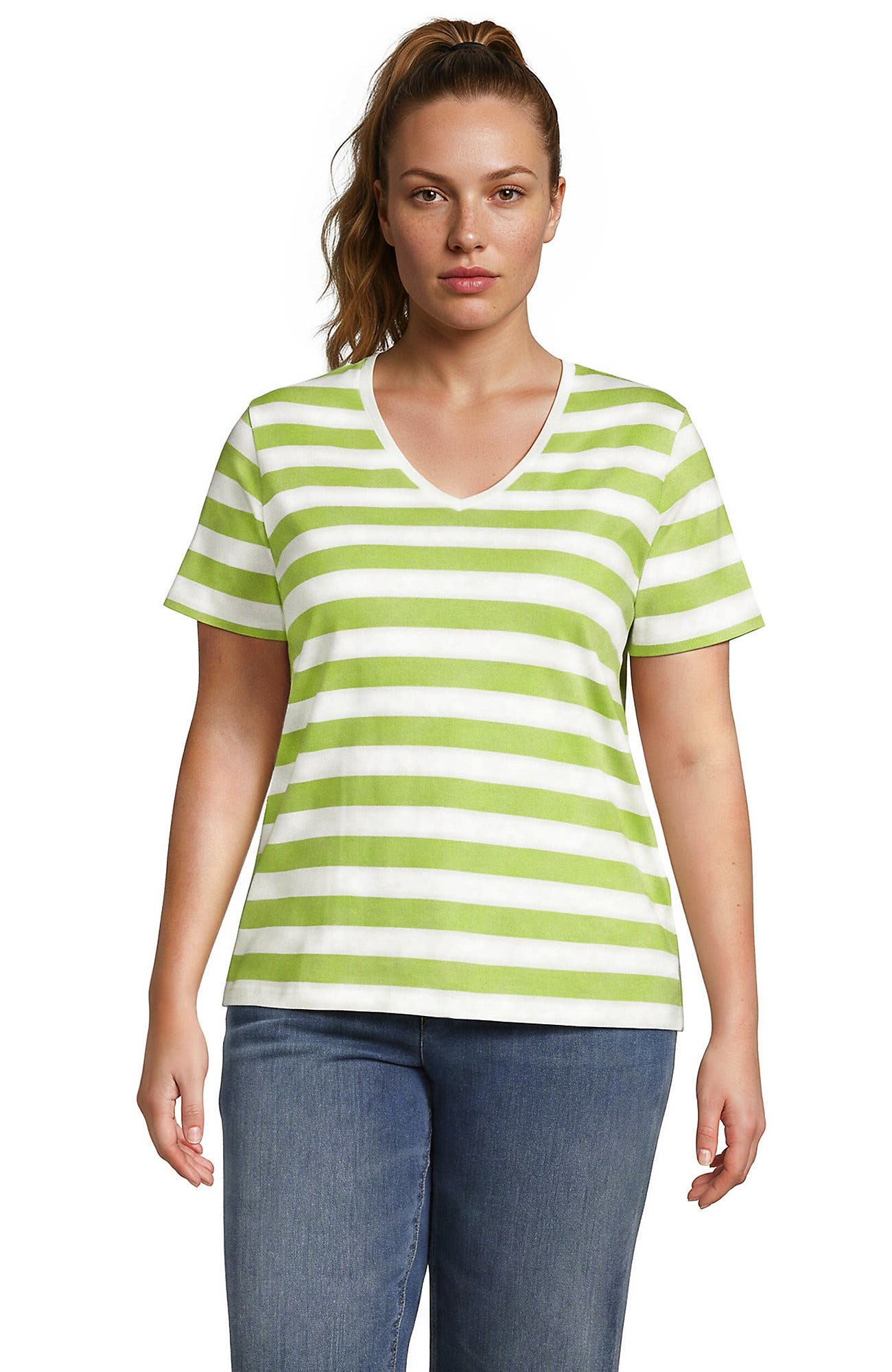 Ivory/Apple Green Bold Stripe