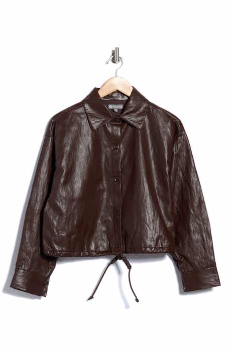 Faux Leather Bubble Hem Jacket