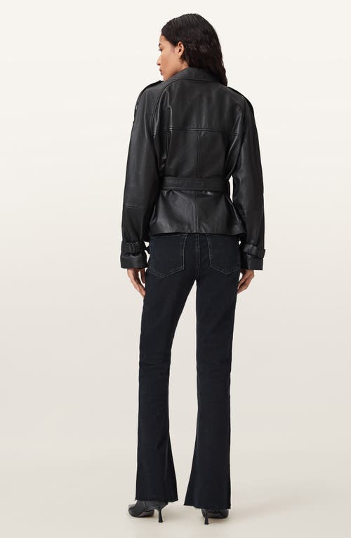 Allsaints Maisie Raw Hem Flare Jeans In Black