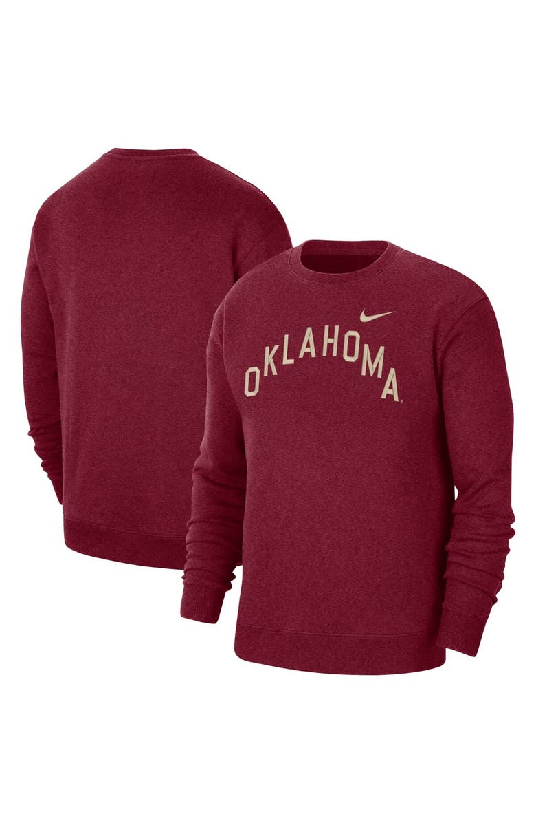 Nike Men's Nike Crimson Oklahoma Sooners Campus Pullover Sweatshirt, Main, color,