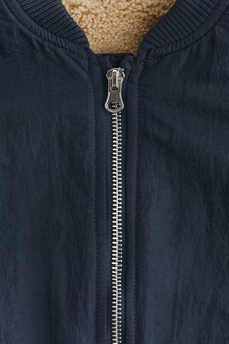 Teddy-lined Bomber Jacket, Alternate, color, Navy blue