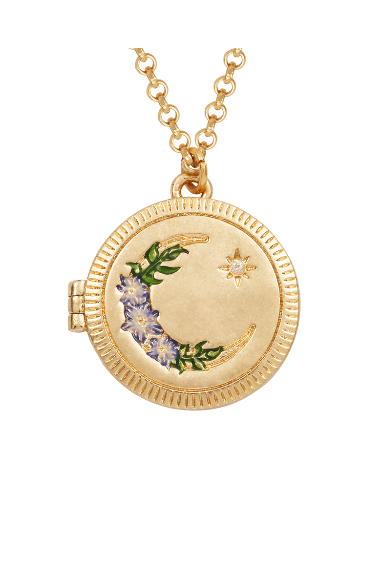 Nightshade Moon Gold Locket Chain Necklace, Alternate, color, Gold