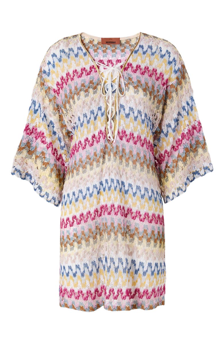 Missoni Short Cover-up Caftan In Lamé Viscose Lace, Alternate, color, Multicoloured 2
