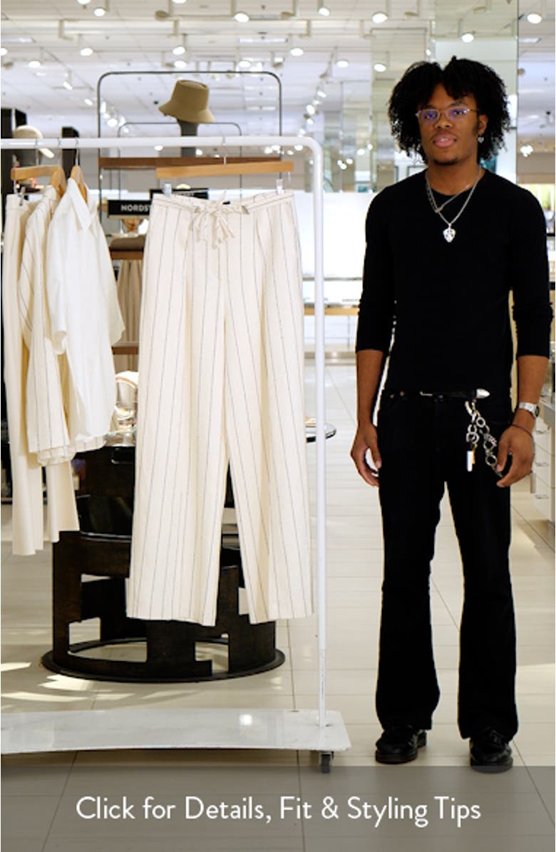 Tiana Tie Waist Pinstripe Linen Blend Pants, sales video thumbnail