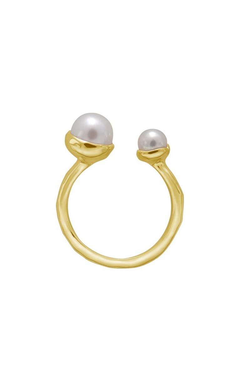 Murkani Riviera Double Pearl Ring 7, Main, color, Yellow Gold