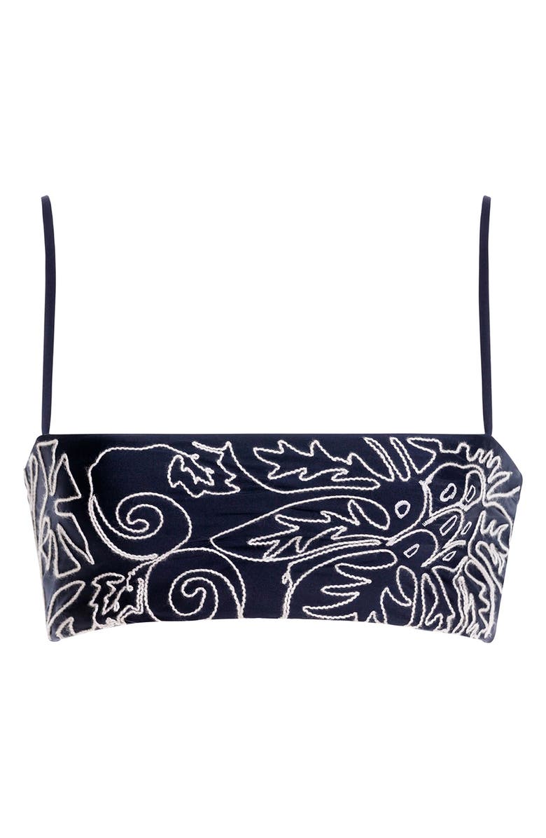 Agua Bendita Brietta Batik Embroidered Bikini Top, Alternate, color, Navy Blue
