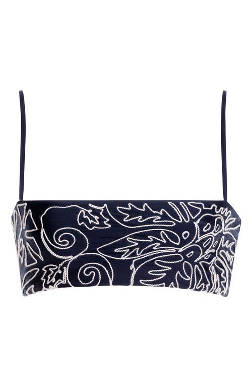 Agua Bendita Brietta Batik Embroidered Bikini Top In Black