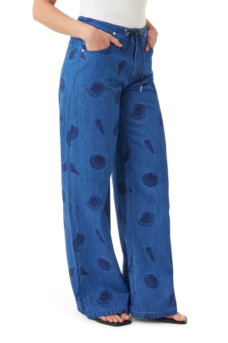 Lia Seashell High Waist Wide Leg Jeans, Alternate, color, MEDIUM BLUE