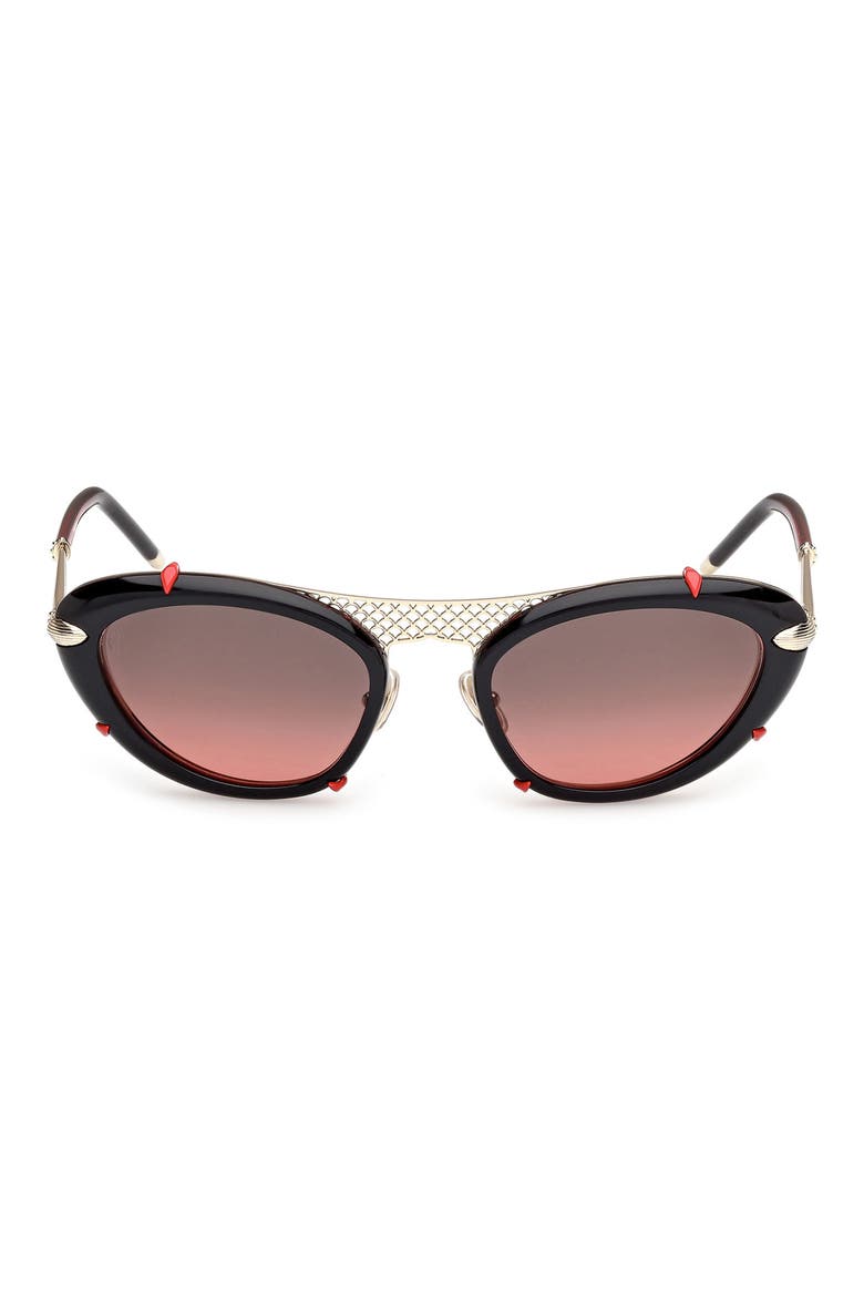 Dolly 54mm Gradient Oval Sunglasses, Main, color, BLACK / GOLD / ZEISS RED