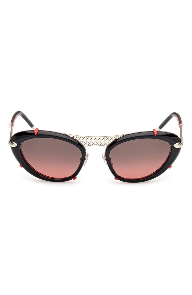 Christian Louboutin Dolly 54mm Gradient Oval Sunglasses, Main, color, Black / Gold / Zeiss Red