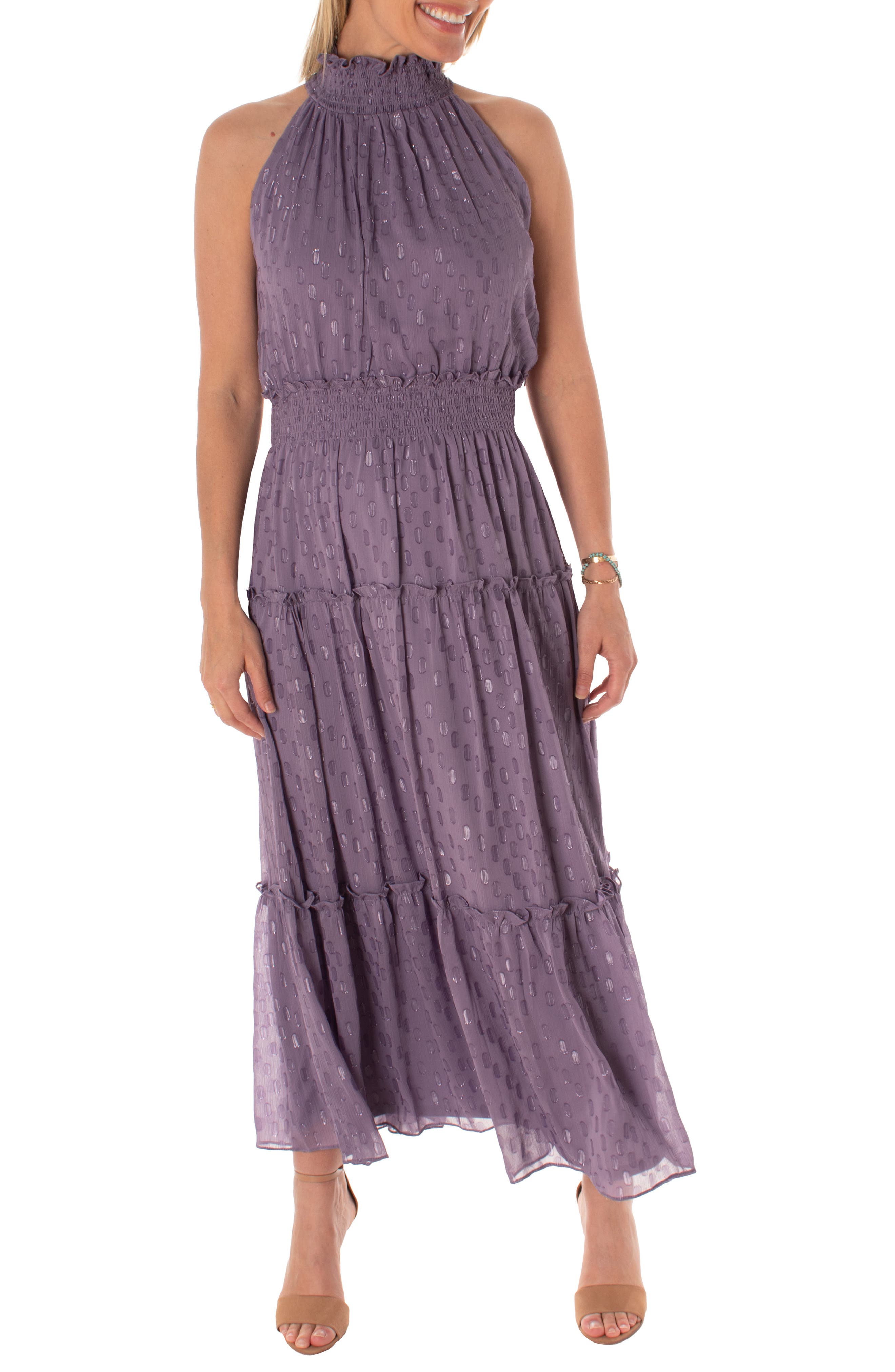 Taylor Dresses Smocked Halter Maxi Dress (Women) | Nordstromrack