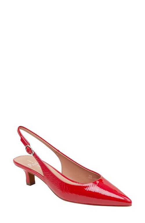 Linea Paolo Cecil Slingback Pointed Toe Kitten Heel Pump in Lipstick Red 