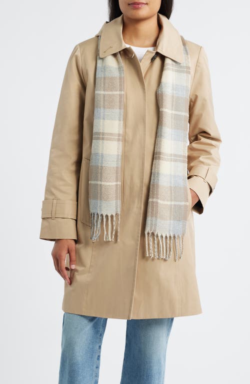 London Fog Short Raincoat With Scarf In Brown