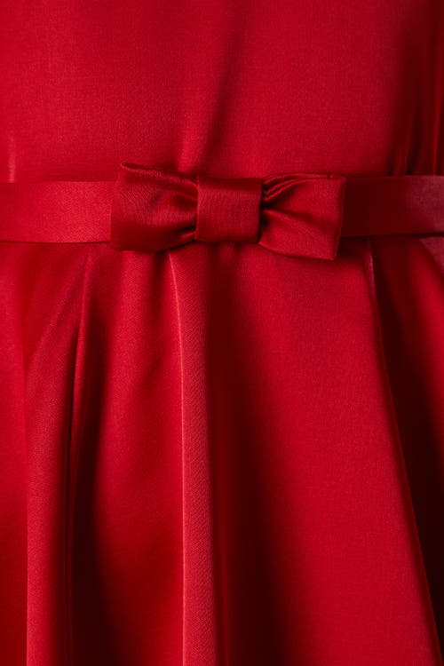 Coast Bow Trim V Neck Volume Skirt Midi Dress In Red