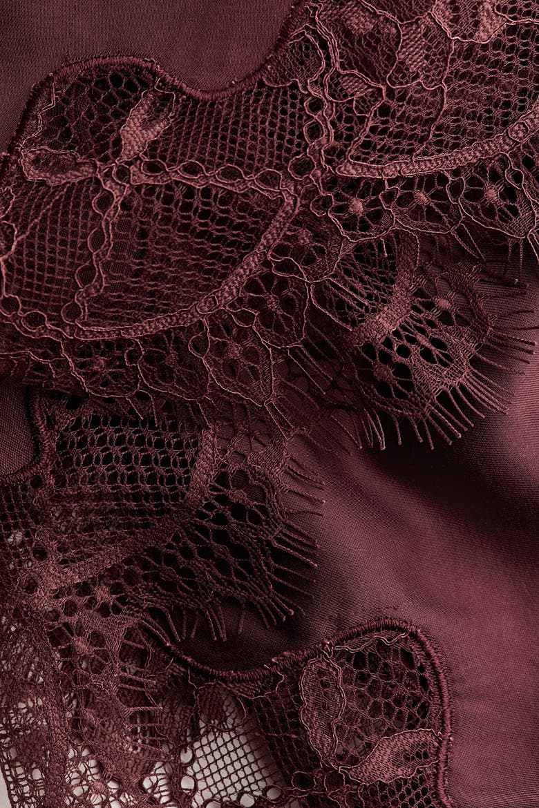Mama Lace-trimmed Slip Skirt, Alternate, color, Burgundy