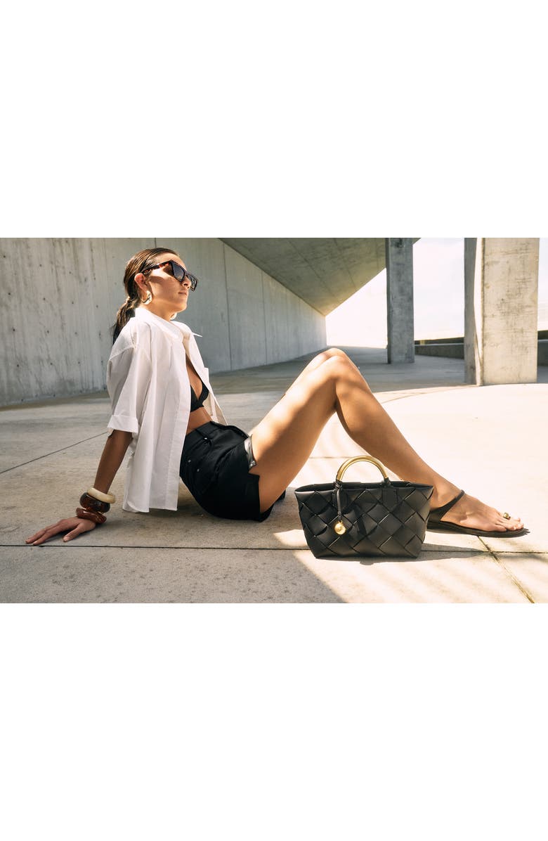 Rebecca Minkoff Mini Frankie Woven Leather Tote, Alternate, color, Black