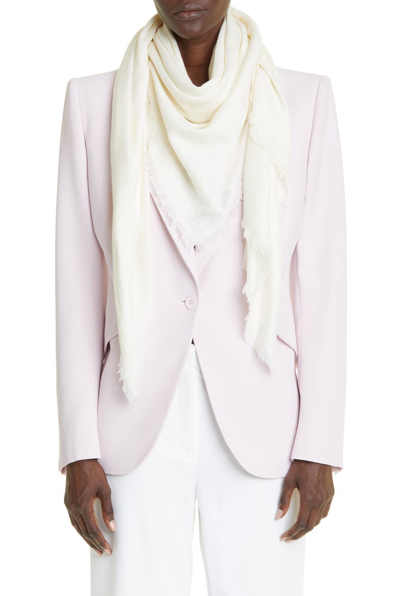 Skull Jacquard Wool Scarf, Main, color, 9200 IVORY