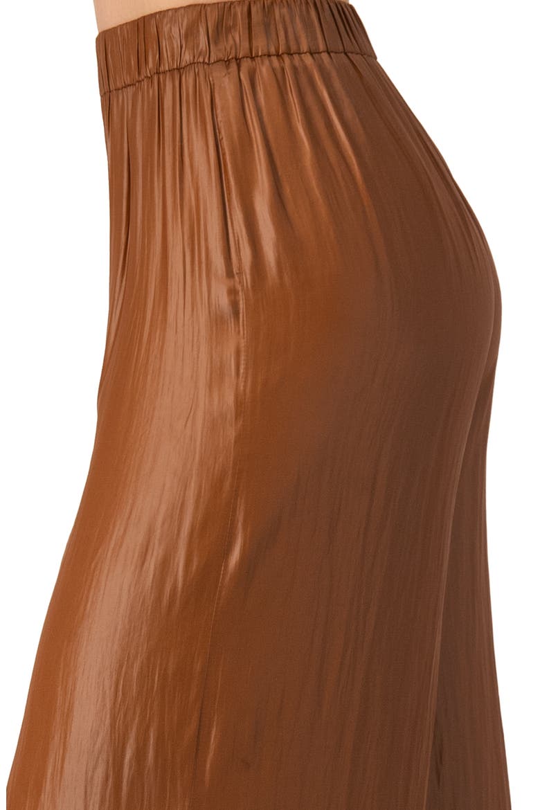 Satin Wide-Leg Trousers, Alternate, color, Brown