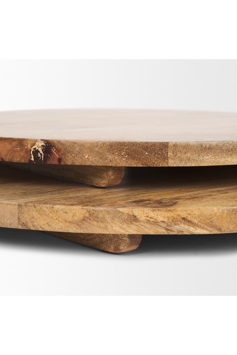 Karana Natural Solid Wood Round Serving Boards, Alternate, color, Brown