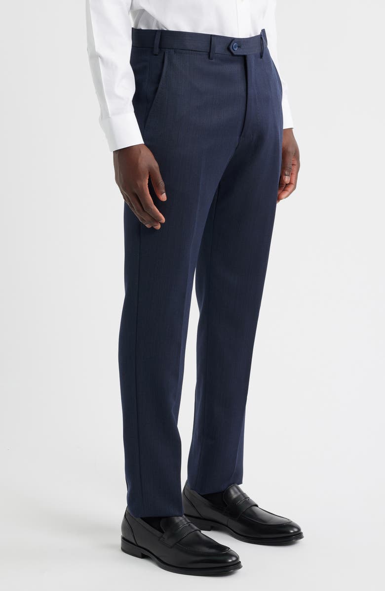 Emporio Armani Flat Front Navy Wool Dress Pants, Alternate, color, Navy
