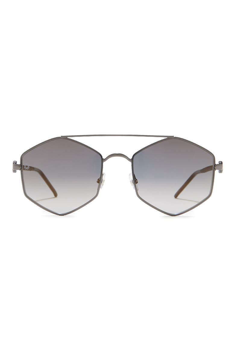 55mm Hexagonal Metal Frame Sunglasses, Main, color, MTRUT GRY / GOLD ANTIREFLEX