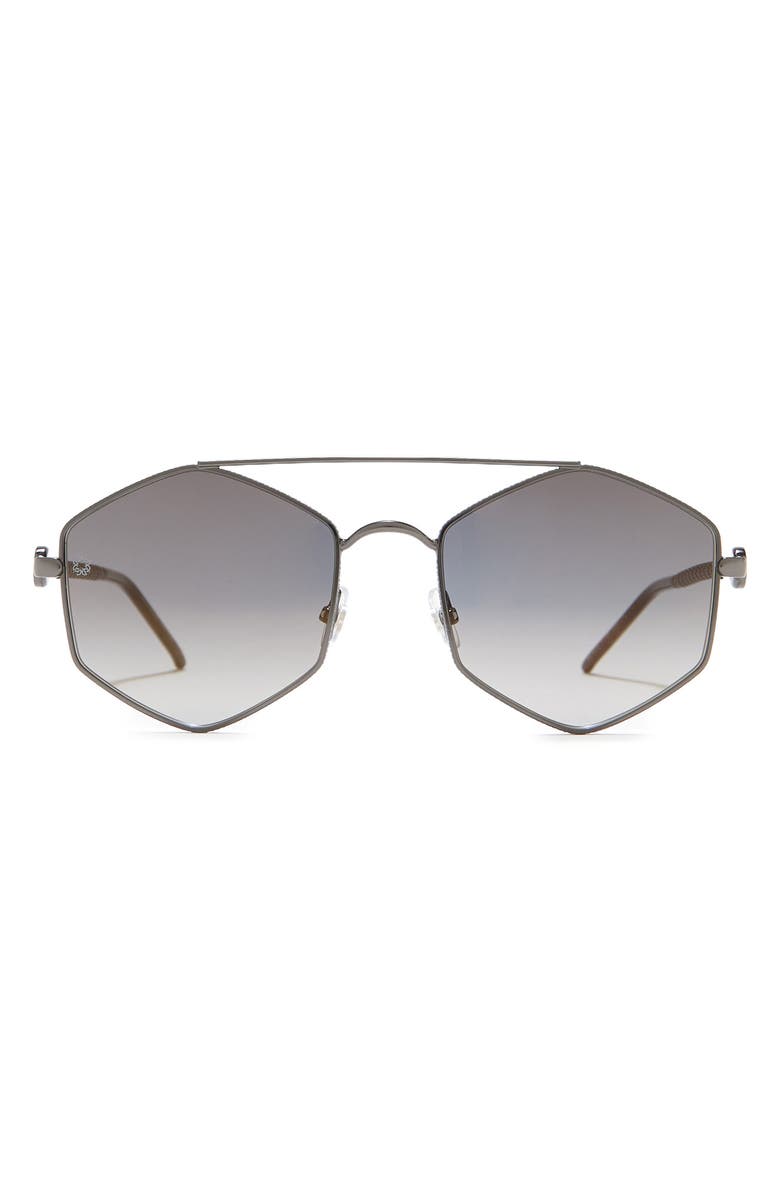 Elie Saab 55mm Hexagonal Metal Frame Sunglasses, Main, color,