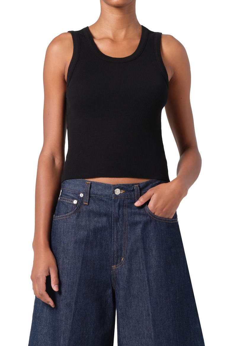 Poppy Shrunken Rib Tank, Main, color, BLACK