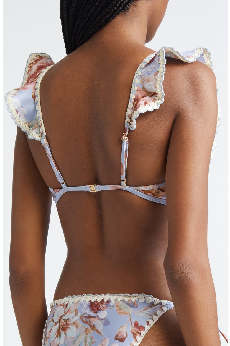 Awaken Crochet Trim Flutter Bikini Top, Alternate, color, SPLICED PRINT
