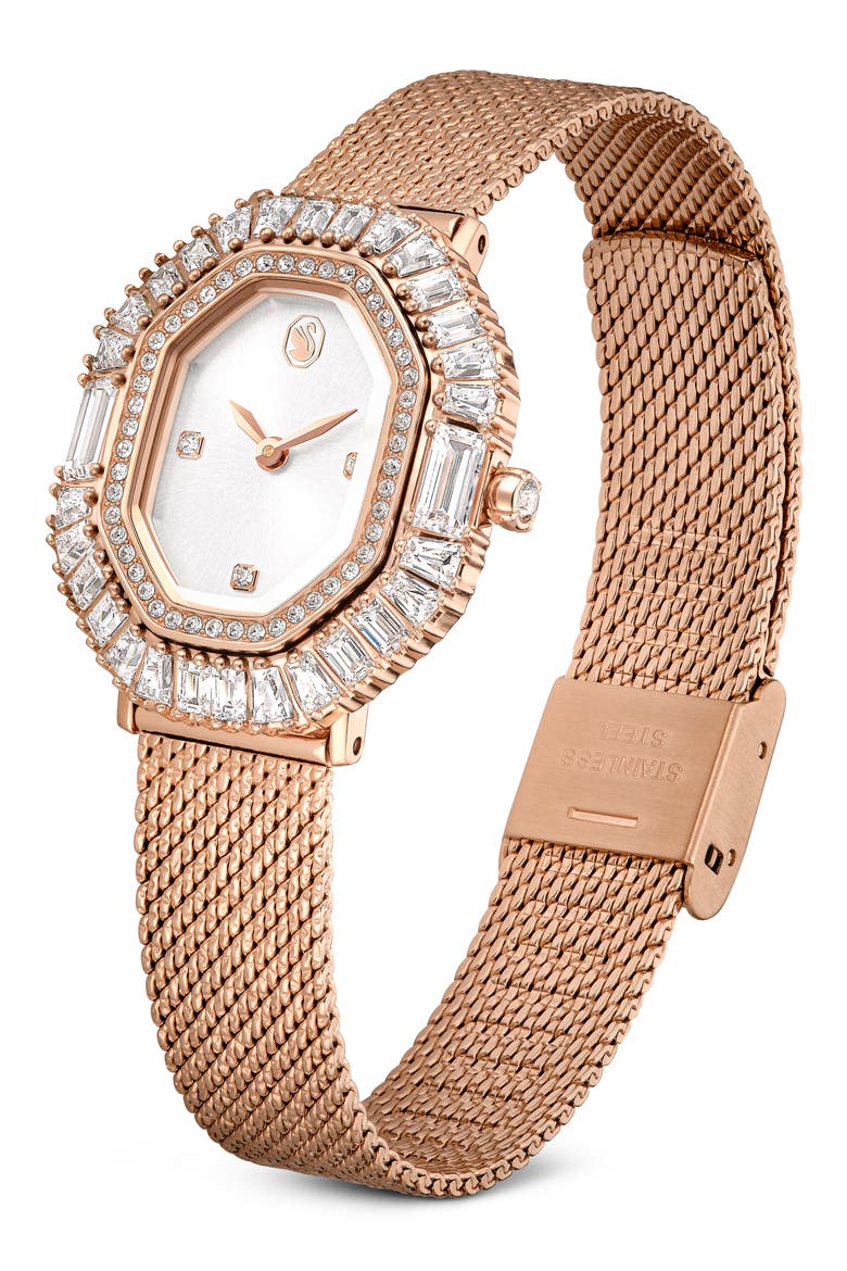 Matrix Octagon Mesh Strap Watch, 30mm x 25mm, Alternate, color, ROSE GOLD
