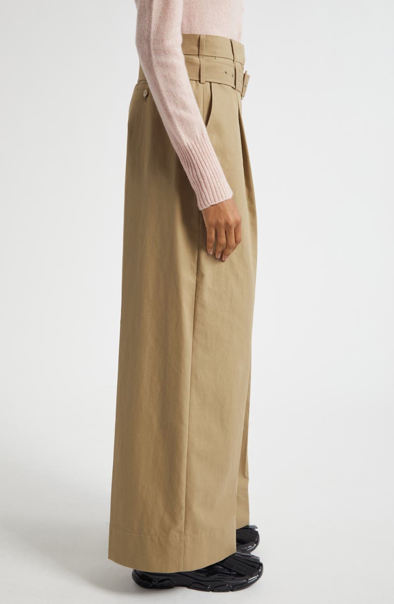 Simone Rocha Multi Belt Loop Pleated Wide Leg Trousers, Alternate, color, Stone