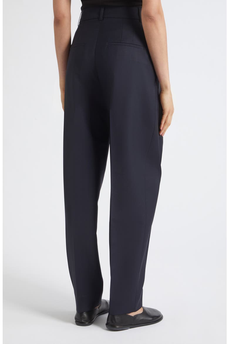Daria Pleated High Waist Tapered Virgin Wool & Mohair Trousers, Alternate, color, NAVY