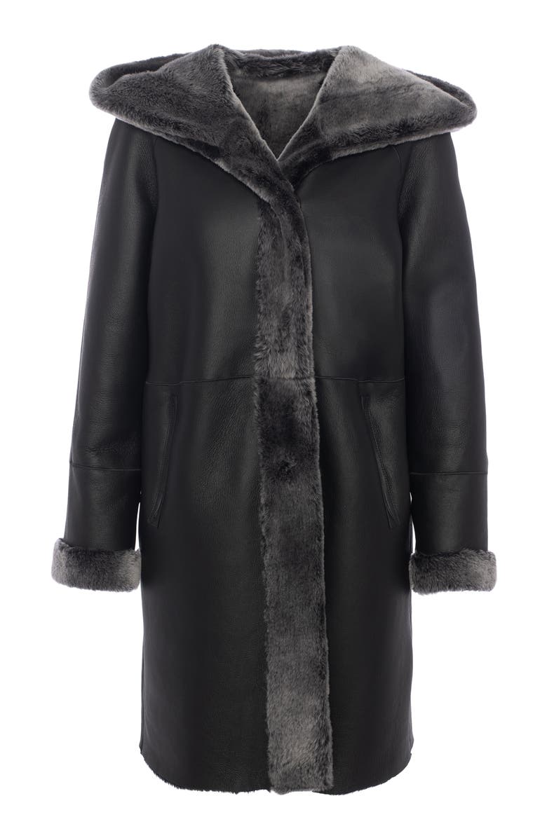 GORSKI Merino Shearling Hooded Parka, Alternate, color, Black Brisa