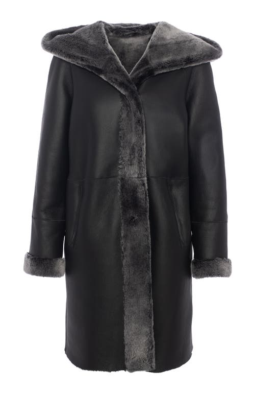 Gorski Merino Shearling Hooded Parka In Black