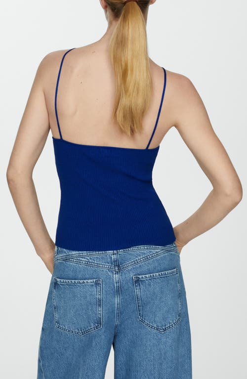 Mango Twist Neck Knit Top In Blue