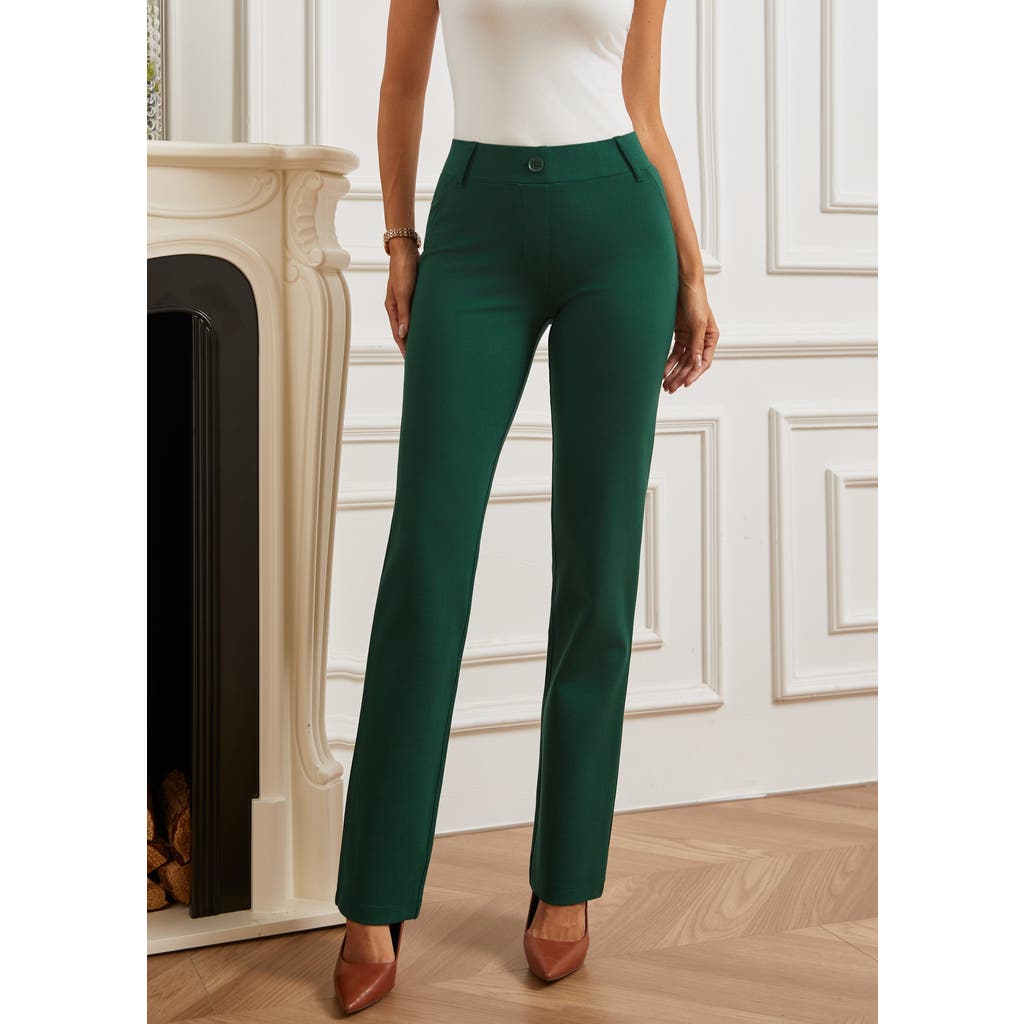 Betabrand Two Pocket Dpyp Dress Pant Yoga Pants Straight Leg In Green