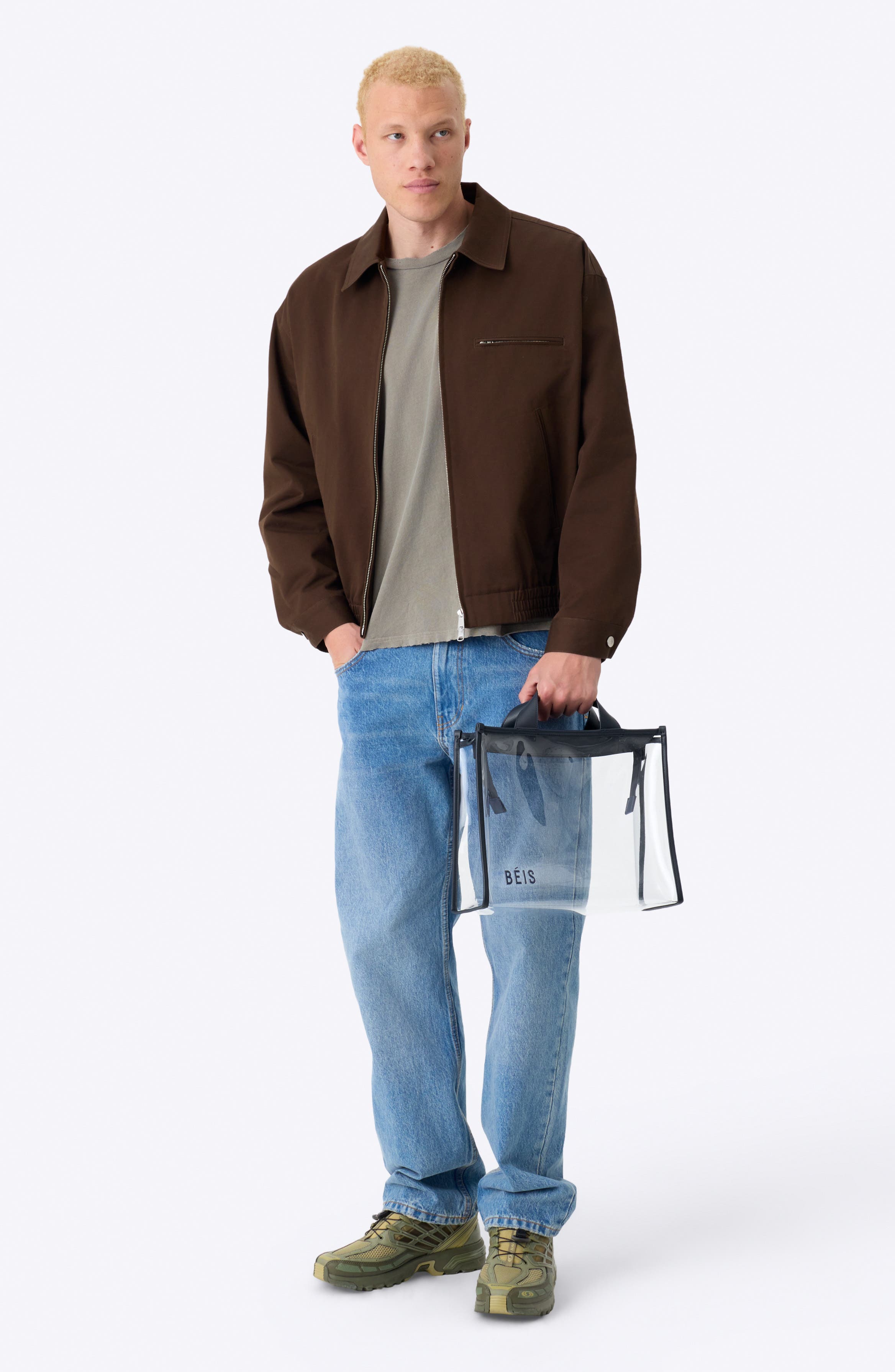 Béis The Clear Stadium Tote, Alternate, color, Navy