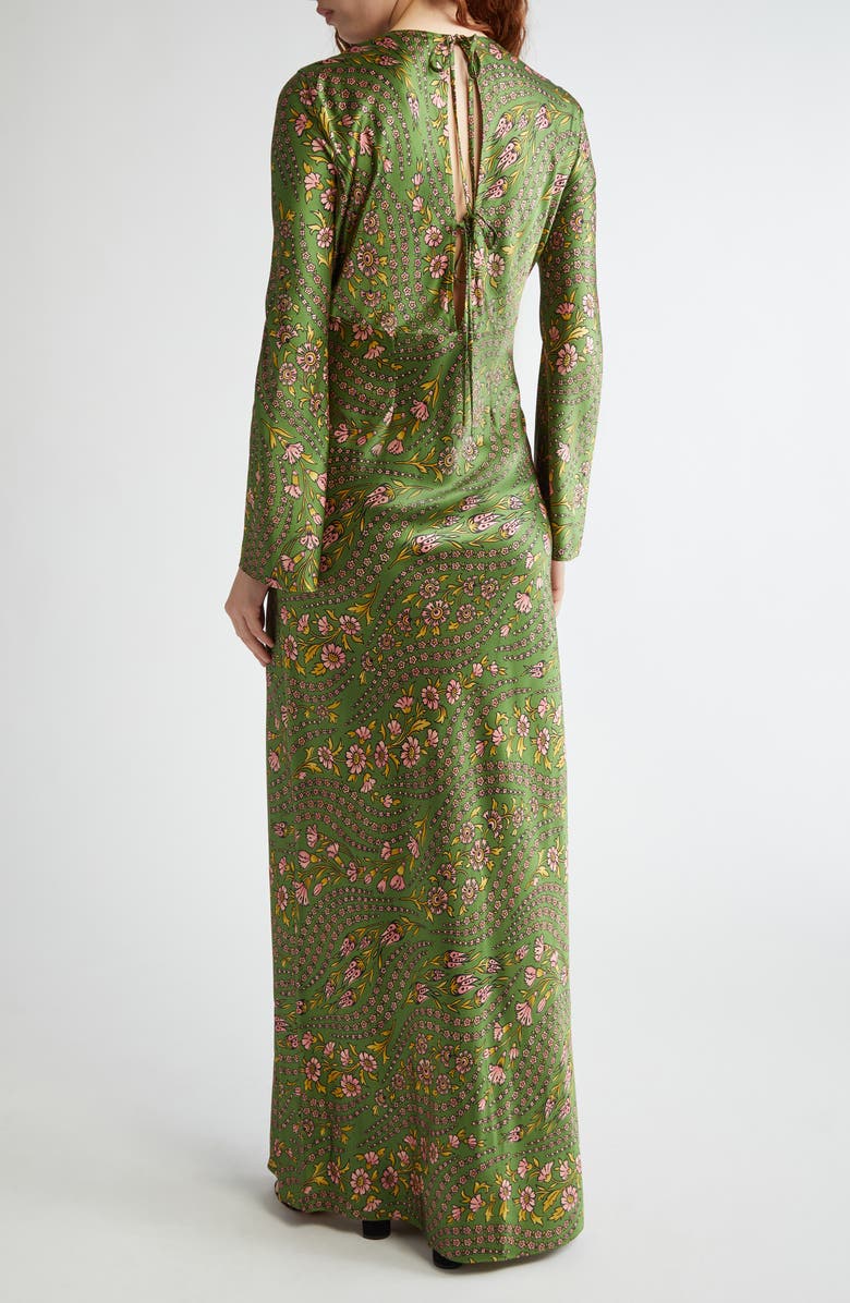 Veronica Beard Gemma Floral Long Sleeve Satin Maxi Dress, Alternate, color, 