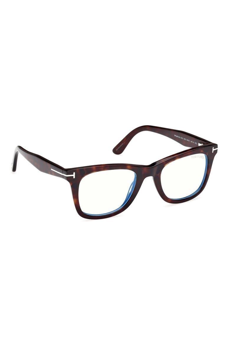50mm Square Blue Light Blocking Optical Glasses, Alternate, color, HAVANA ECO / T LOGO