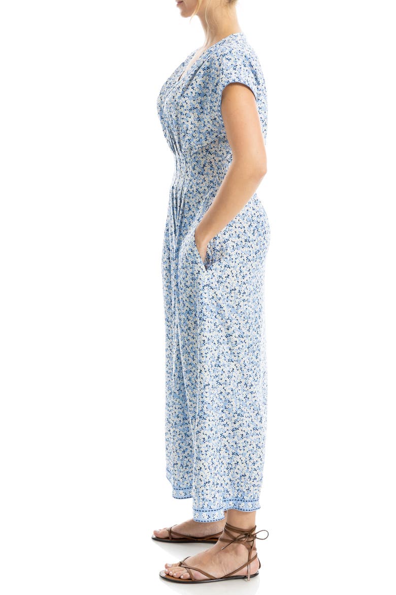 Cap Sleeve Tucked Waist Maxi Dress, Alternate, color, IVORY/ DENIM DAISY